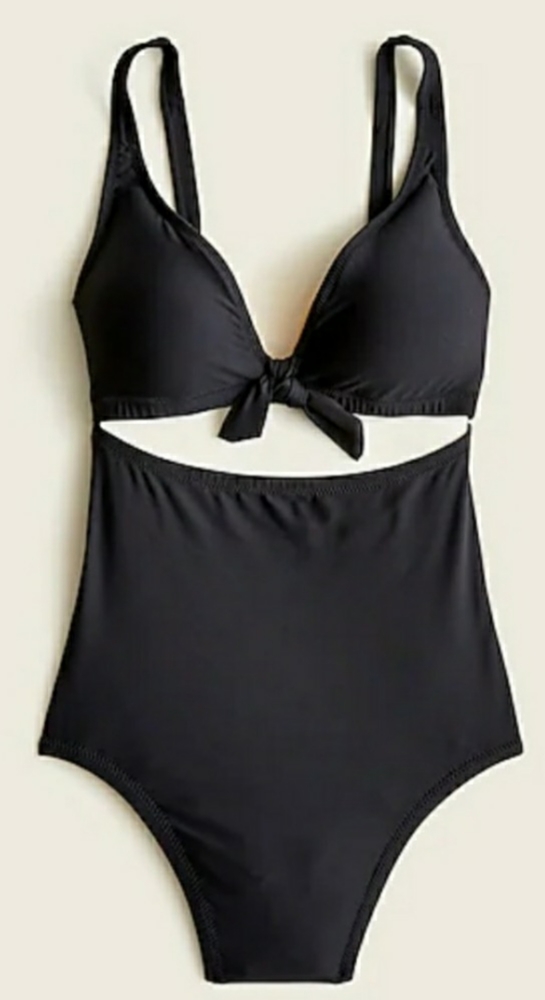 J CREW Black tie front cut-out one piece swimsuit brand new sz.12
